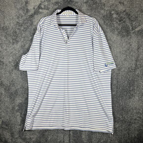 Holderness & Bourne Polo Shirt Mens 2XL White Blue Stripe Sutton Surfside Golf - Picture 1 of 11
